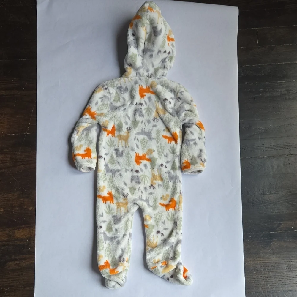 Little Beginnings 6-9mo Soft, Cozy Forest Fox Fleece Hooded Baby Bunting, Pram